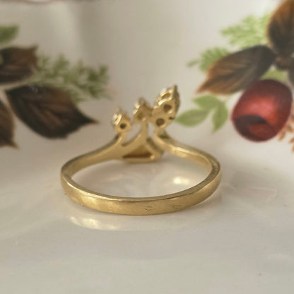 Vintage 14k gold ring with diamond bloom