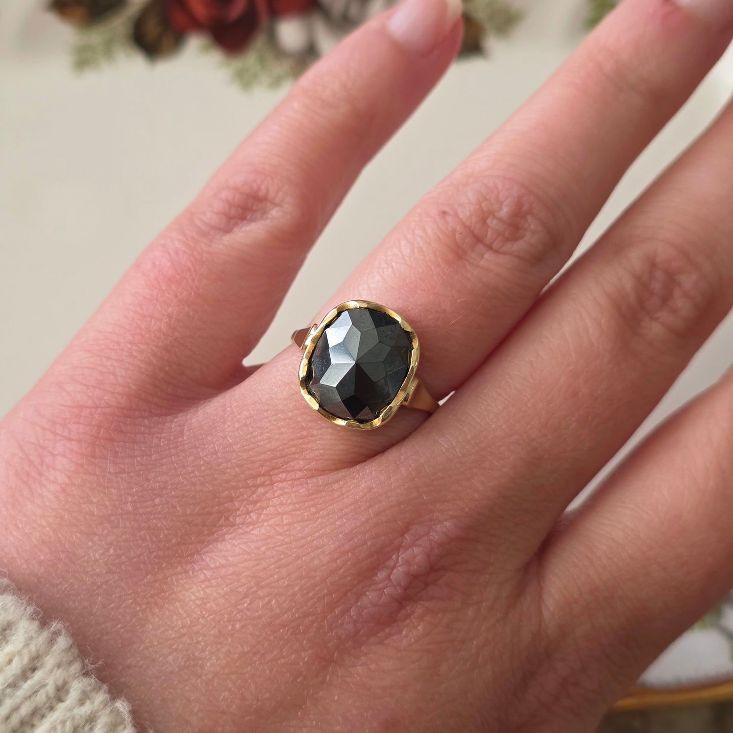 Vintage 14k gouden ring hematiet
