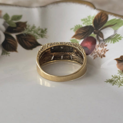 Vintage 14k gouden zegelring met diamant