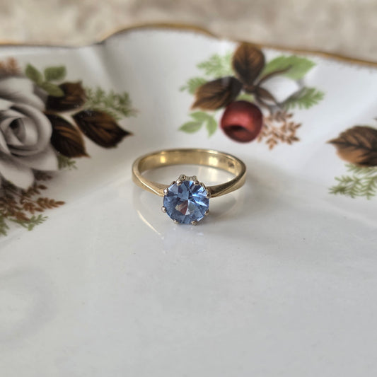 Vintage 14k gouden ring topaas solitair