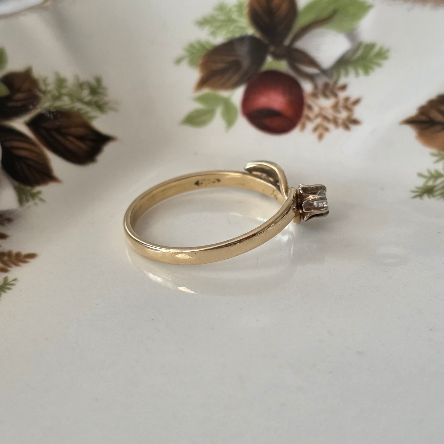 Vintage 14k gouden ring diamant 0.1ct