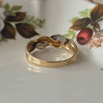 Vintage 14k gold ring diamond braid