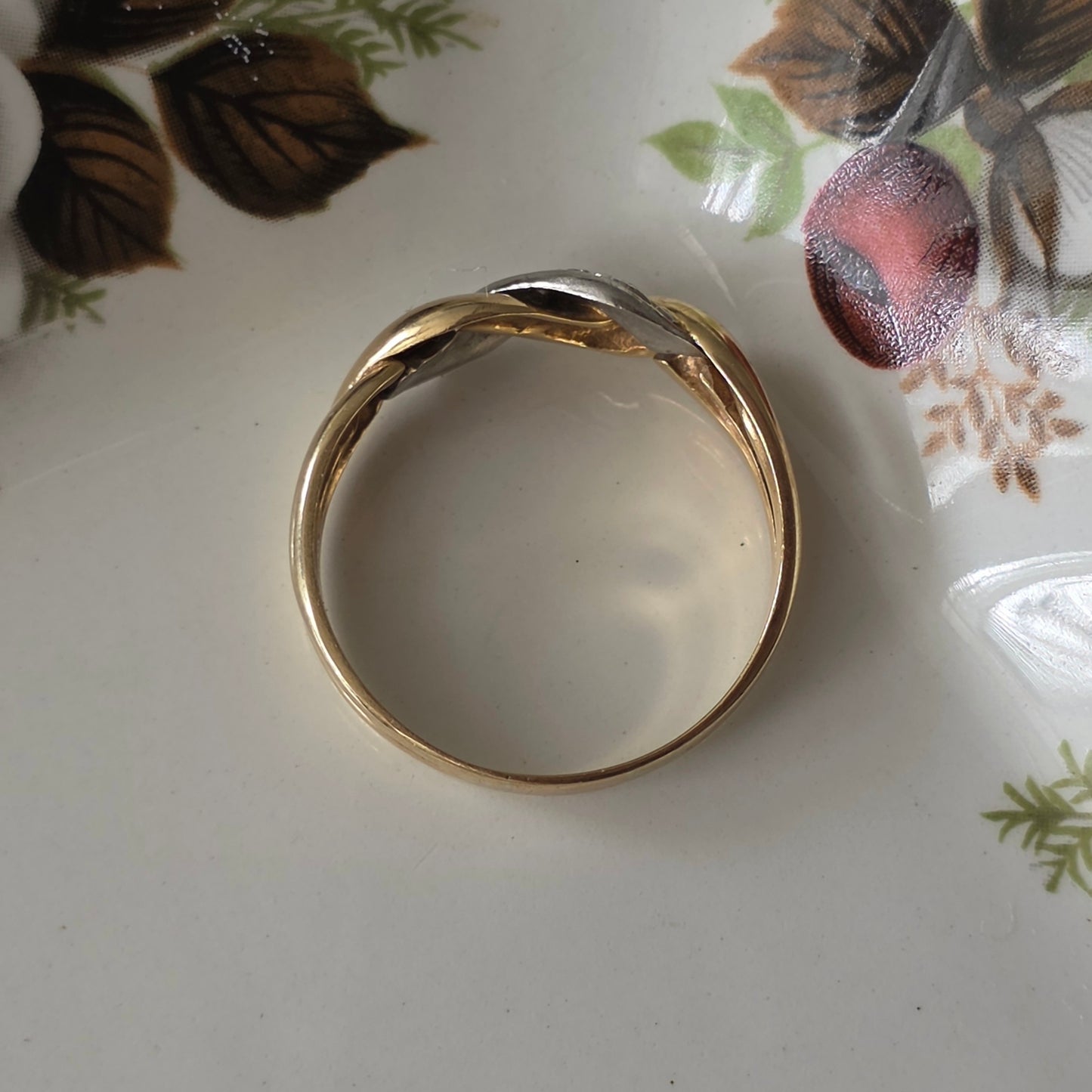 Vintage 14k gold ring diamond braid