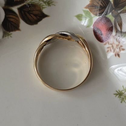 Vintage 14k gold ring diamond braid