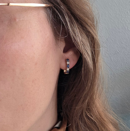 Vintage 14k gold diamond and sapphire stud earrings