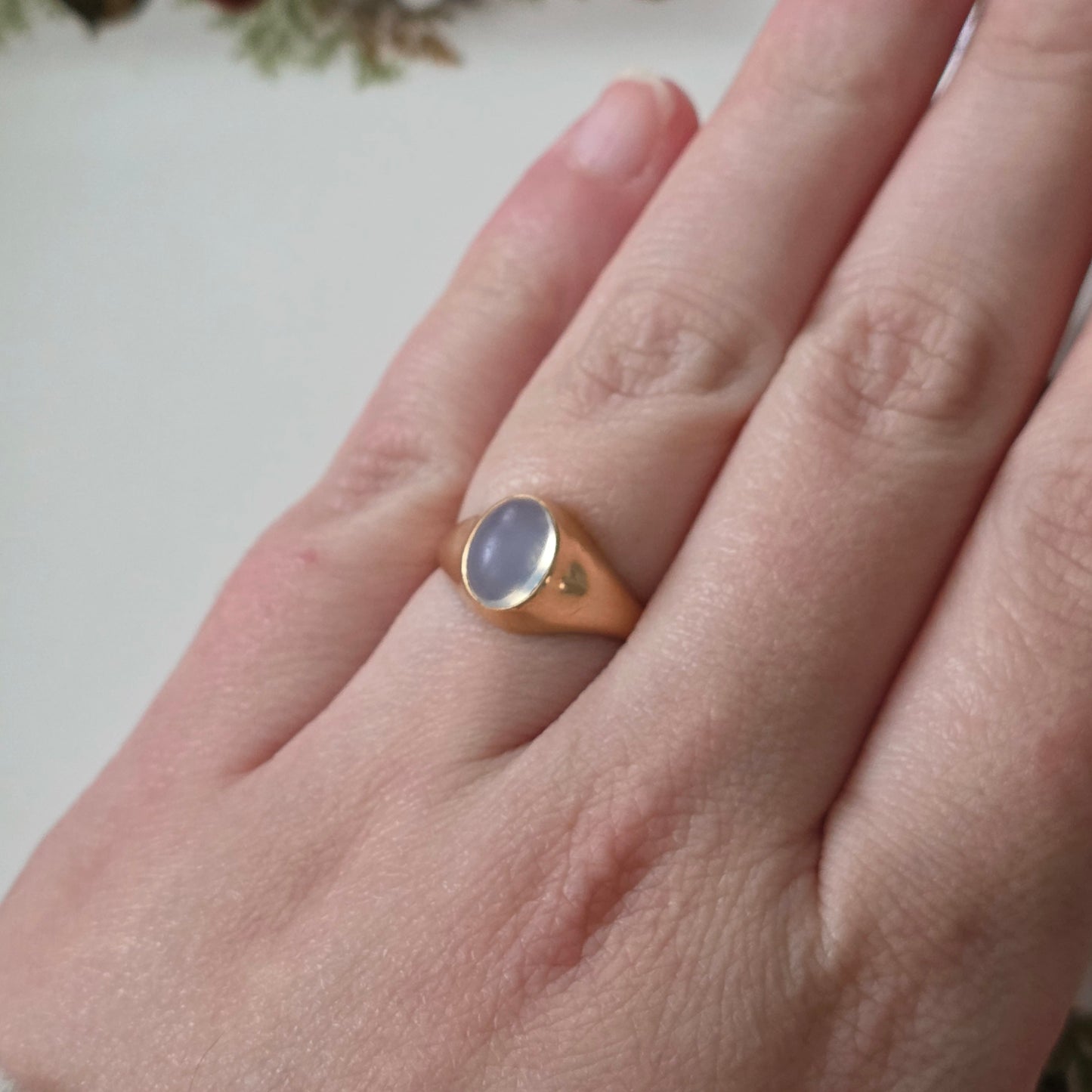 Vintage 18k gouden ring met maansteen