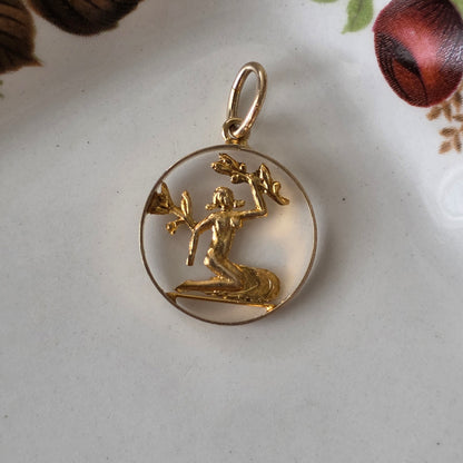 Vintage 14k gouden hanger sterrenbeeld maagd