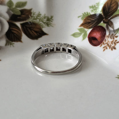 Vintage 14k witgouden ring met 5 diamanten 0.5ct