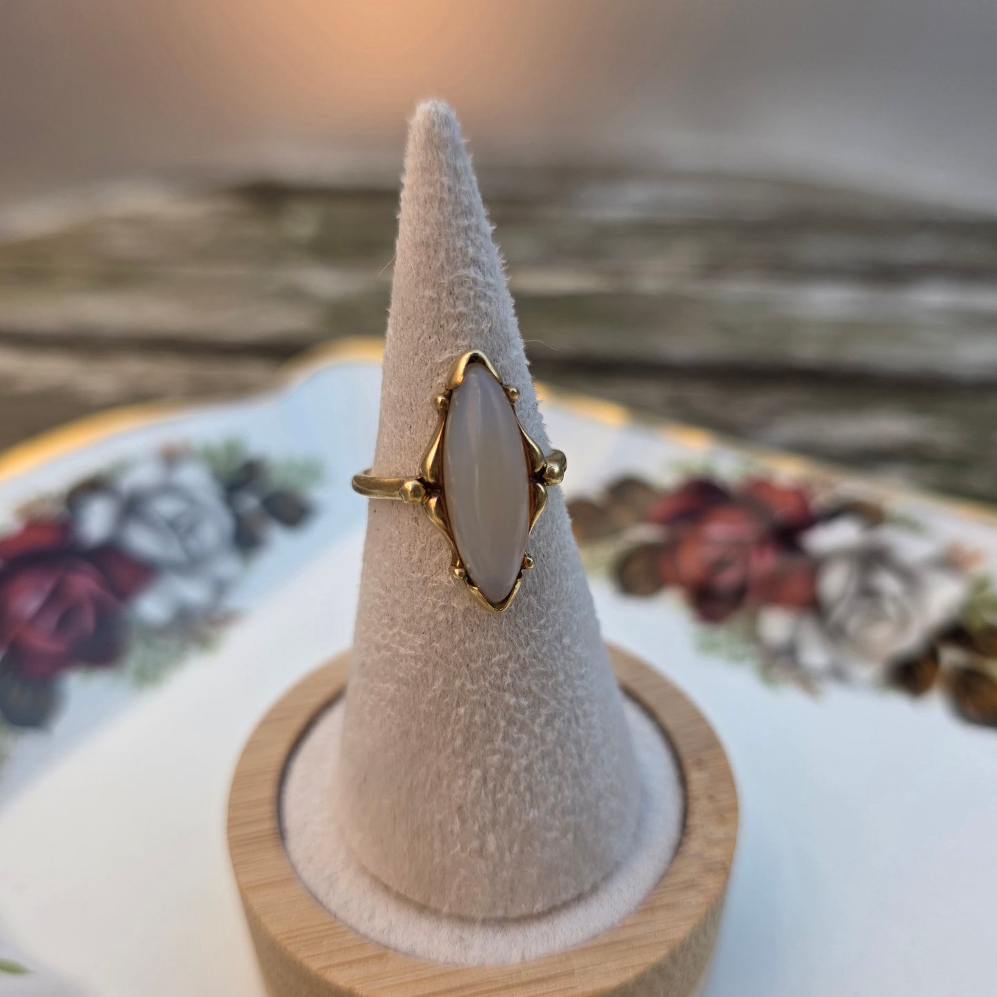 Vintage 14k gouden ring maansteen