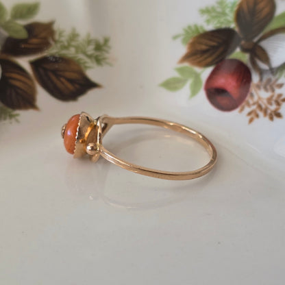 Antique 14k gold ring with red coral