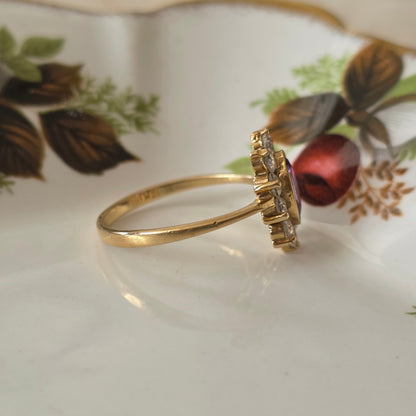 Vintage 14k gold ring with amethyst and white quartz