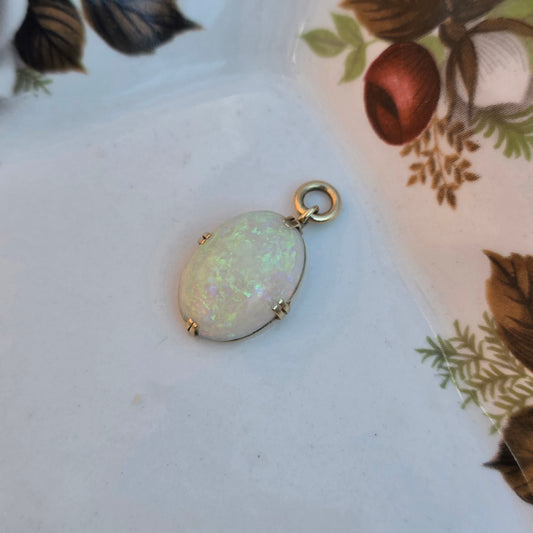 Vintage 14k gouden hanger opaal swivel