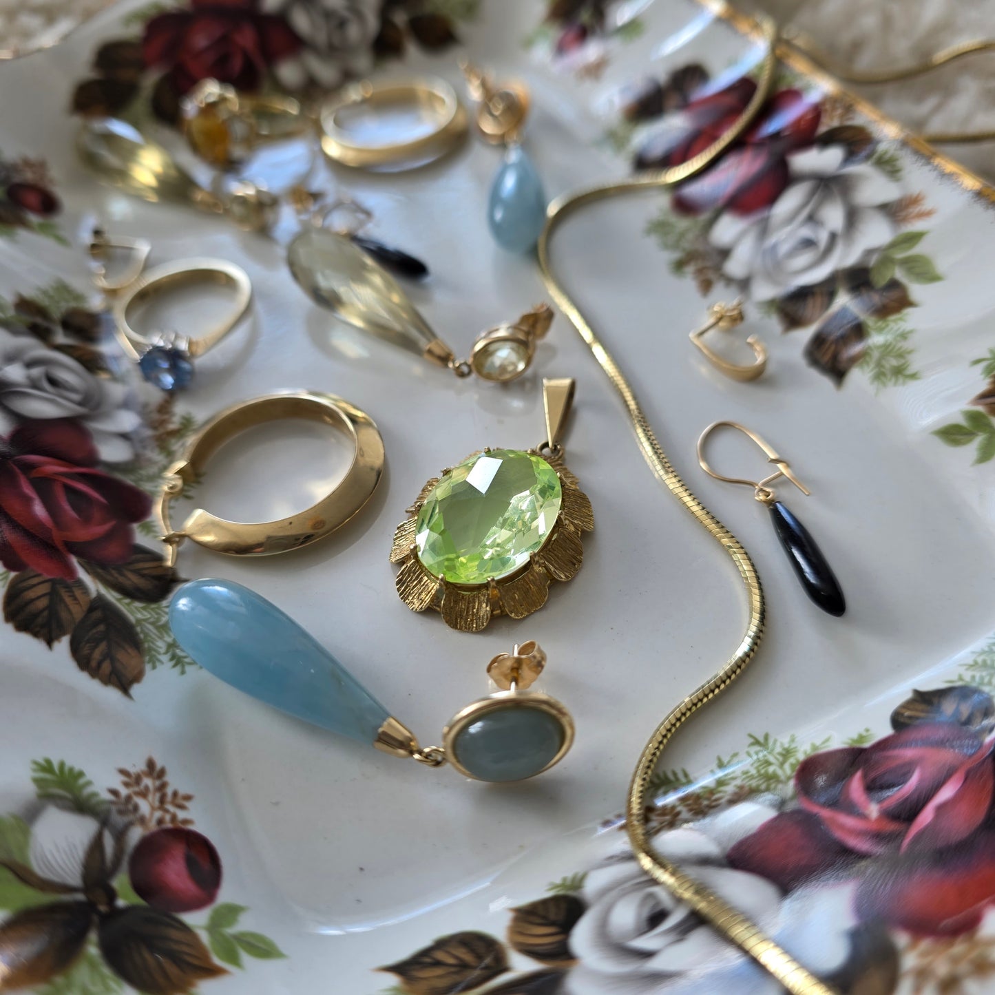 Vintage 14k gouden oorhangers citrien