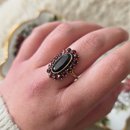 Vintage 14k gouden ring granaat entourage