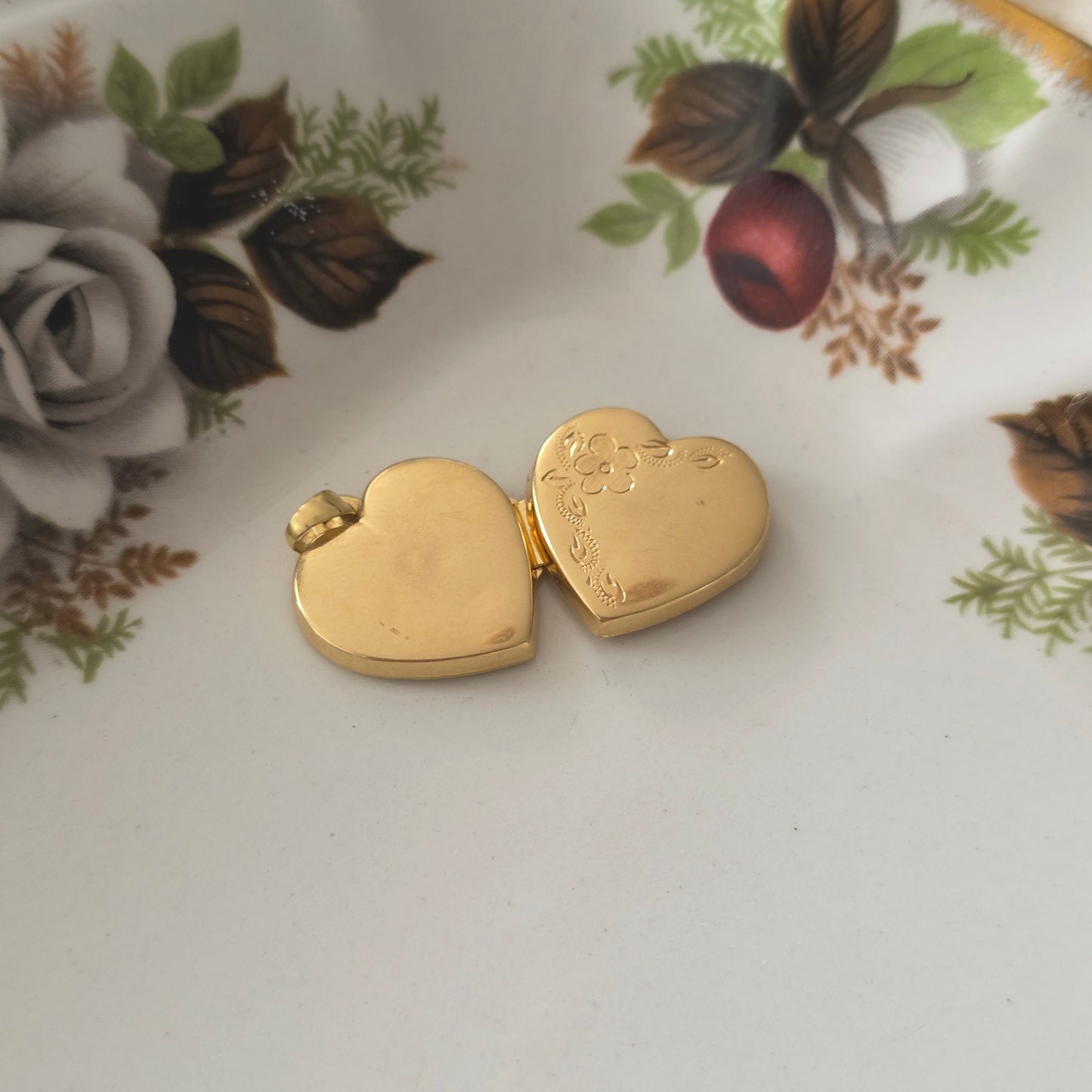 Vintage 18k gouden hanger medaillon hart