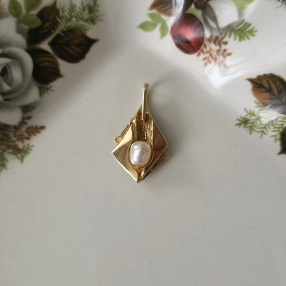 Vintage 14k gouden hanger parel