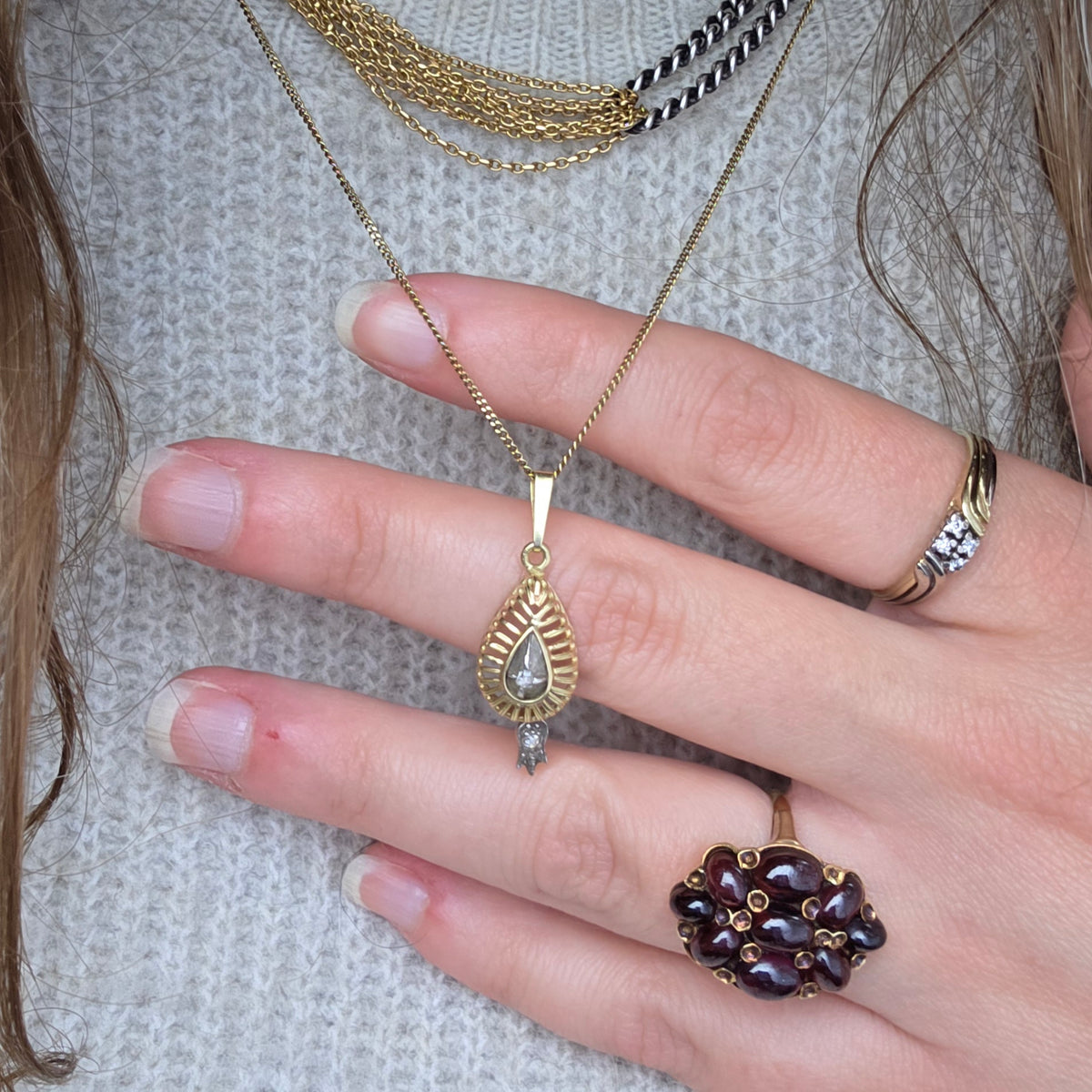 Antieke 14k gouden hanger roosdiamant