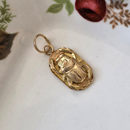 Vintage 18k gouden hanger scarabee