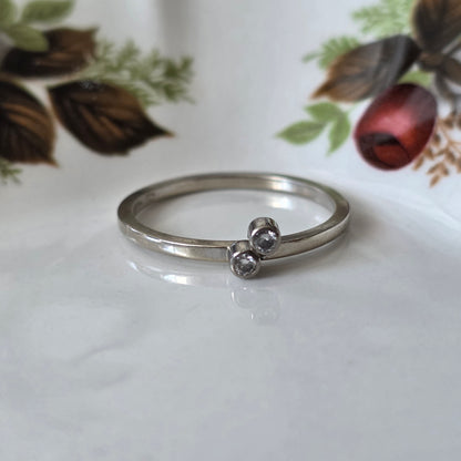 Vintage 14k witgouden ring met diamanten 0.04ct
