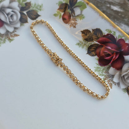 Vintage 14k geel gouden diamant tennisarmband 1ct