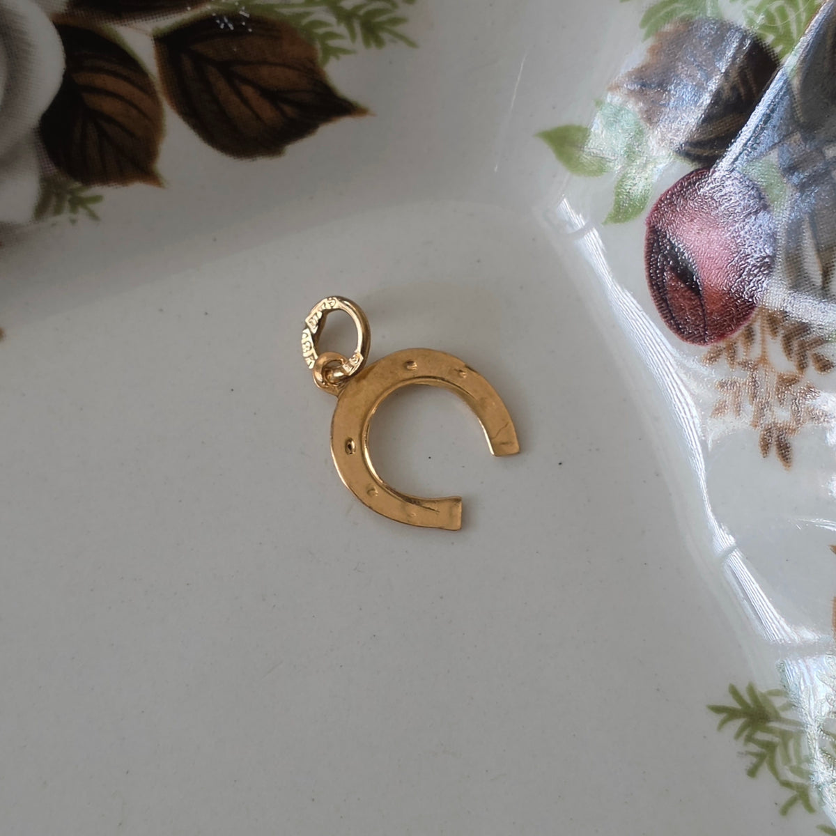 Vintage 18k gouden hanger lucky hoefijzer