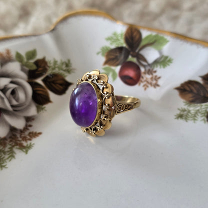 Vintage 14k gouden ring amethist