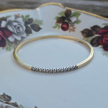 Vintage 14k gouden bangle armband met 13 diamanten