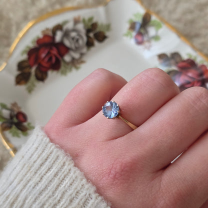 Vintage 14k gouden ring topaas solitair