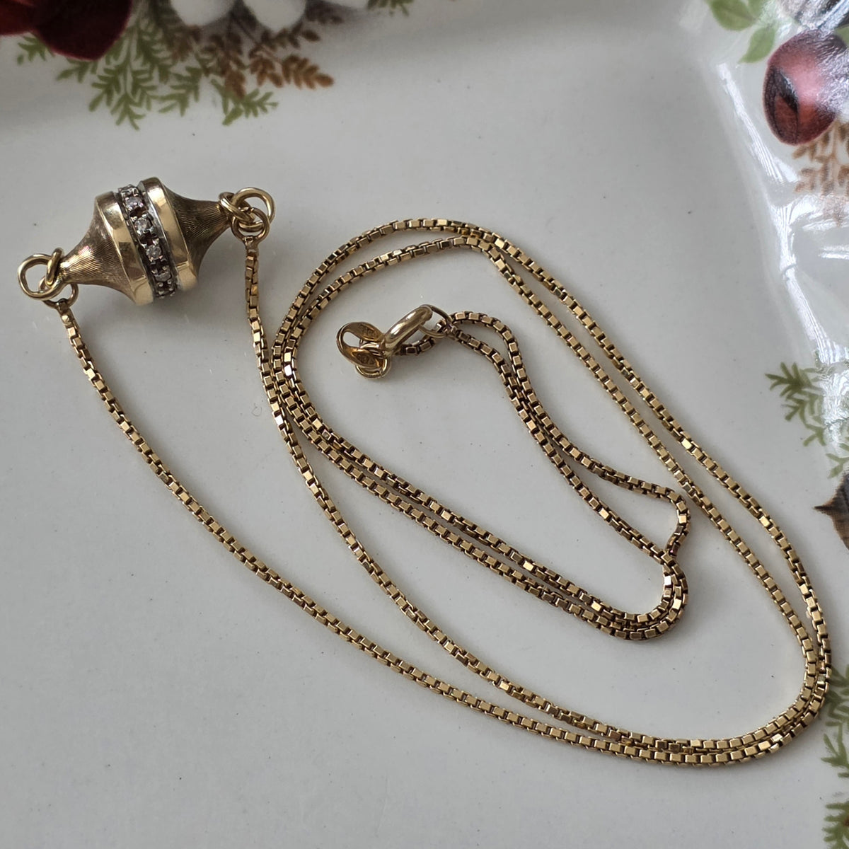 Vintage 14k gouden ketting met diamanten