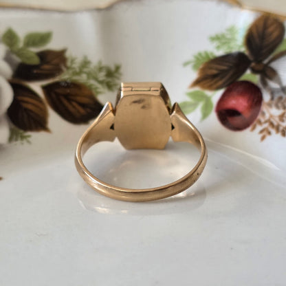 Vintage 14k gouden ring medaillon compartiment