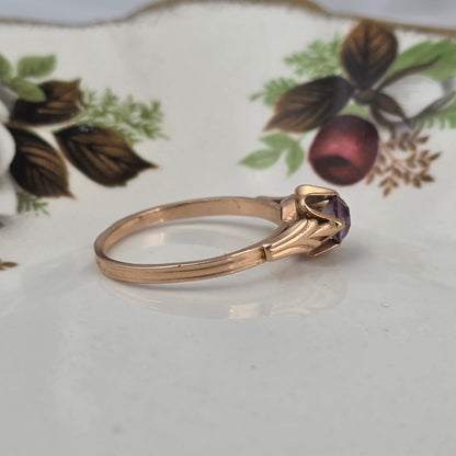 Vintage 14k roségouden ring solitair alexandriet