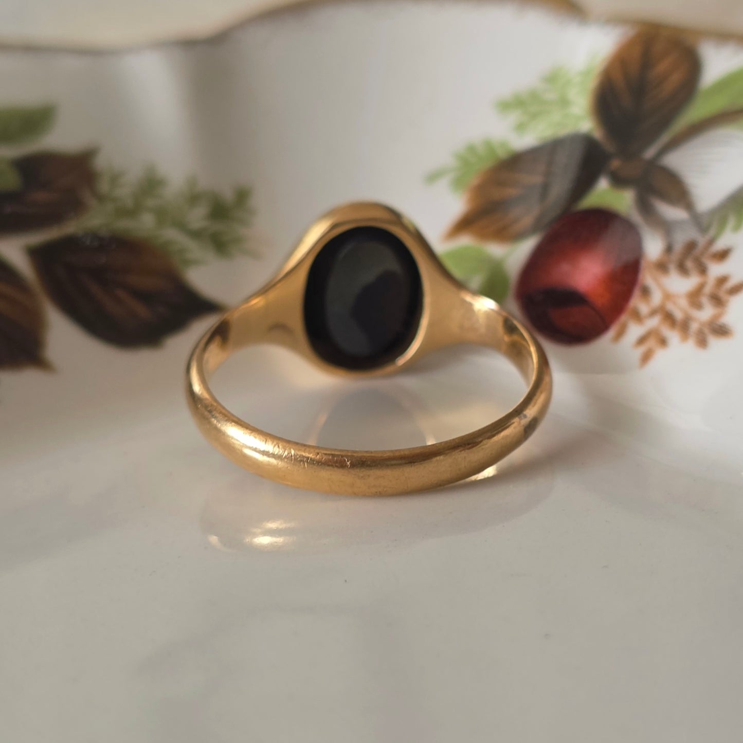 Vintage 18k gouden zegelring hematiet