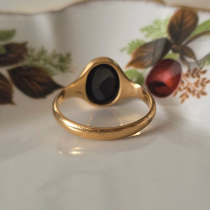 Vintage 18k gouden zegelring hematiet