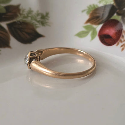 Antieke 14k roségouden ring met roosdiamant