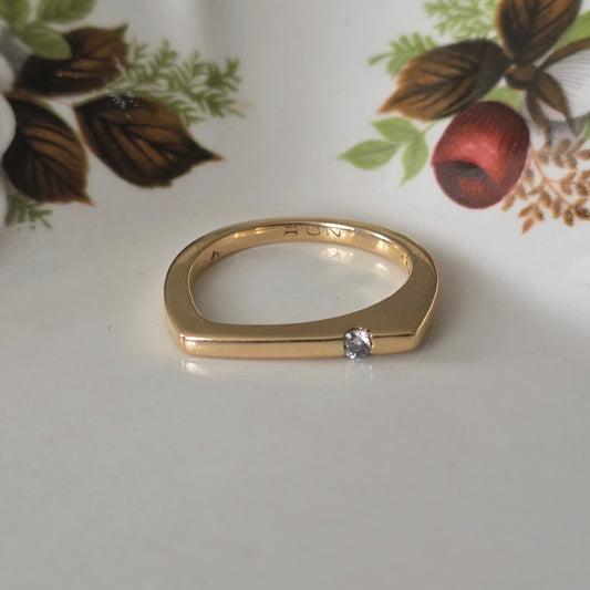 Vintage 14k gouden ring met diamant druppel 0.04ct