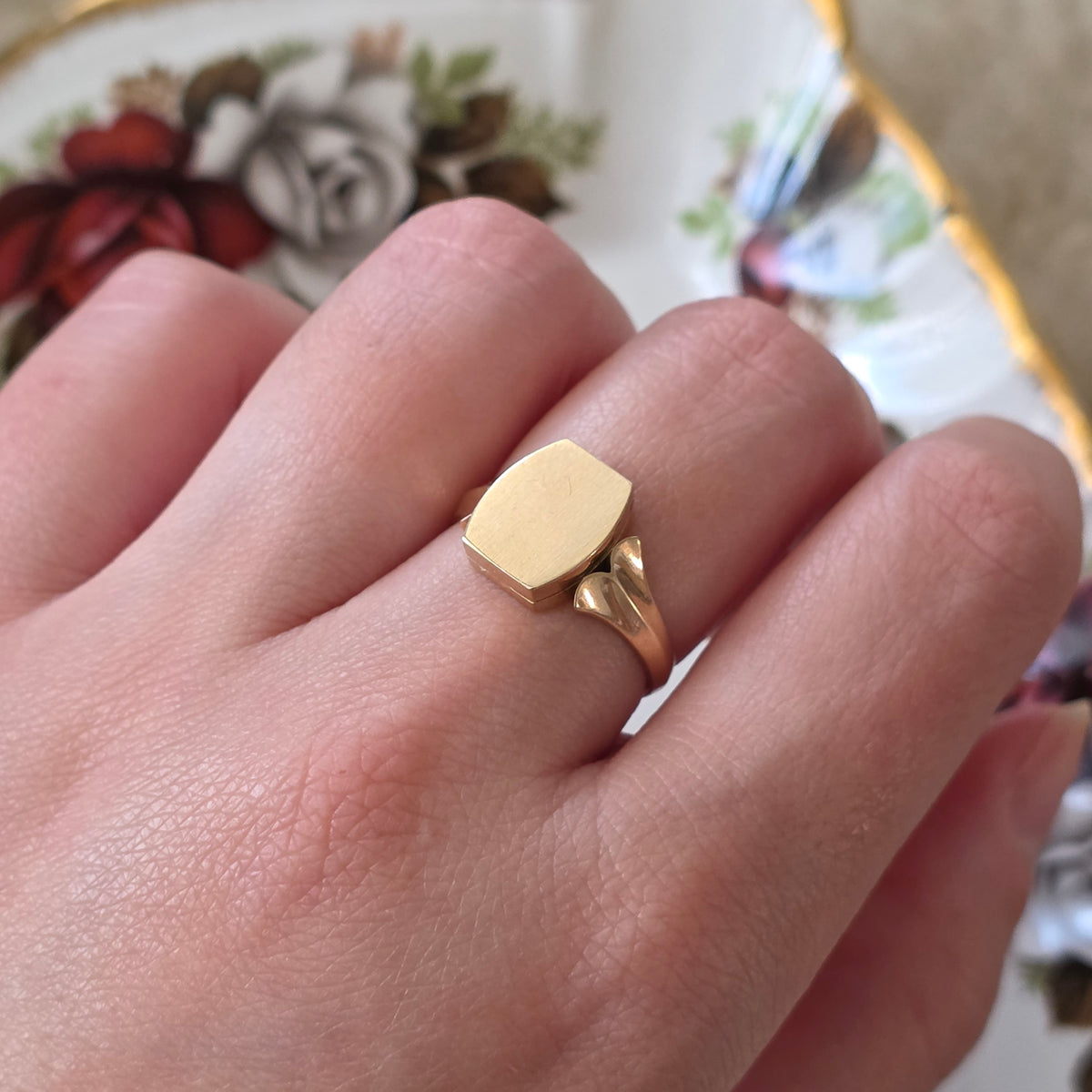 Vintage 14k gouden ring medaillon compartiment