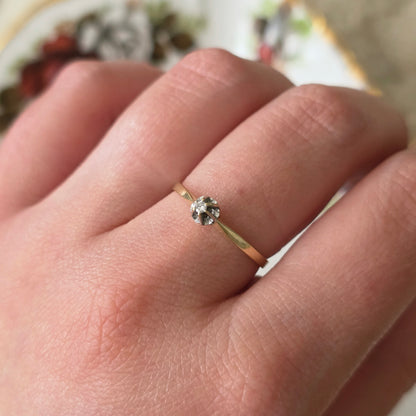 Vintage 14k gouden solitair verlovingsring diamant 0.02ct