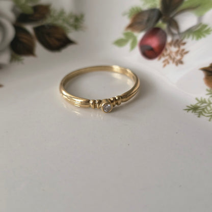 Vintage 14k gouden solitair ring diamant 0.01ct
