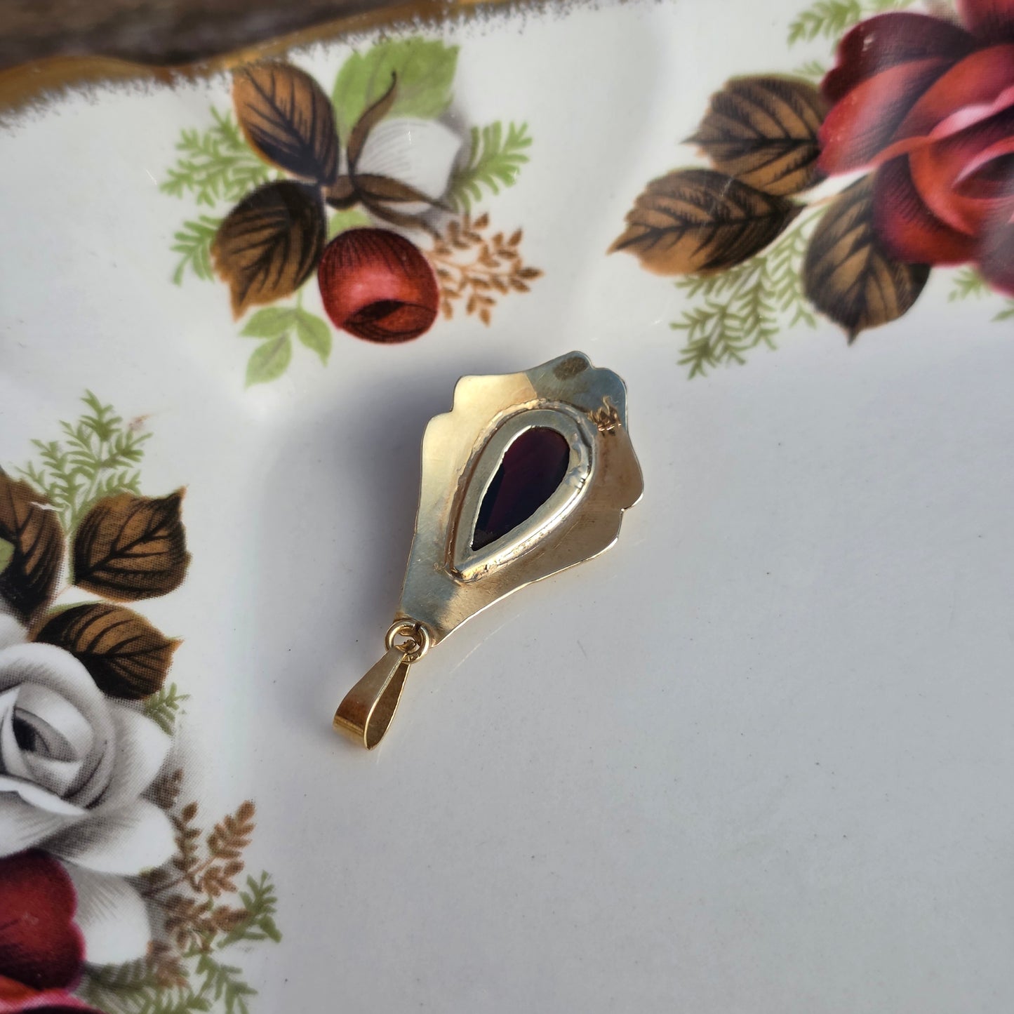 Vintage 14k gouden hanger granaat