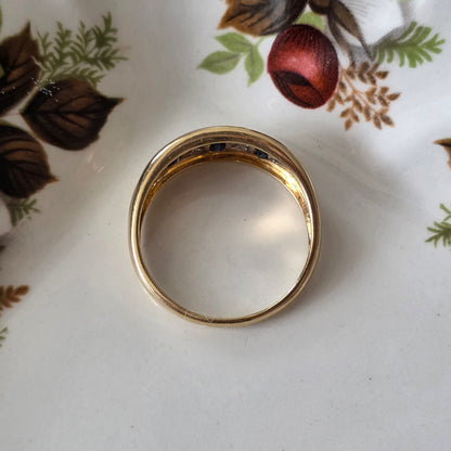 Vintage 14k gouden ring saffier en diamant