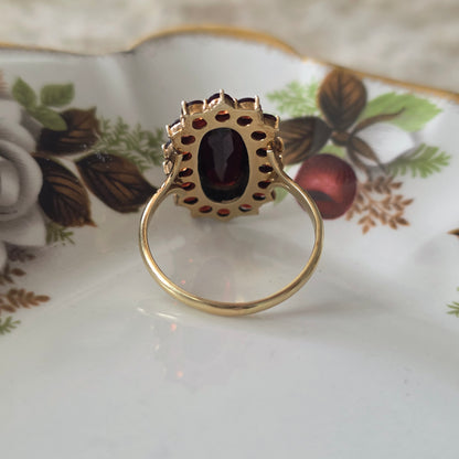 Vintage 14k gouden ring granaat entourage