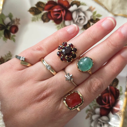 Vintage 14k witgouden ring ster met diamant 0.05ct