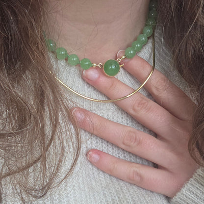 Vintage 14k gouden ketting jade