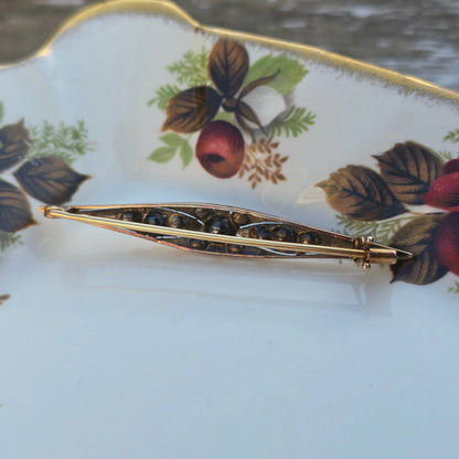 Antieke 14k gouden roosdiamant broche vroege Art Deco