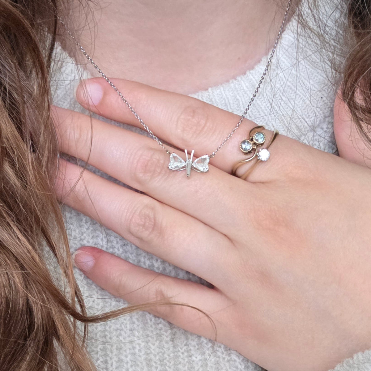 Antieke 14k gouden ring met roosdiamanten
