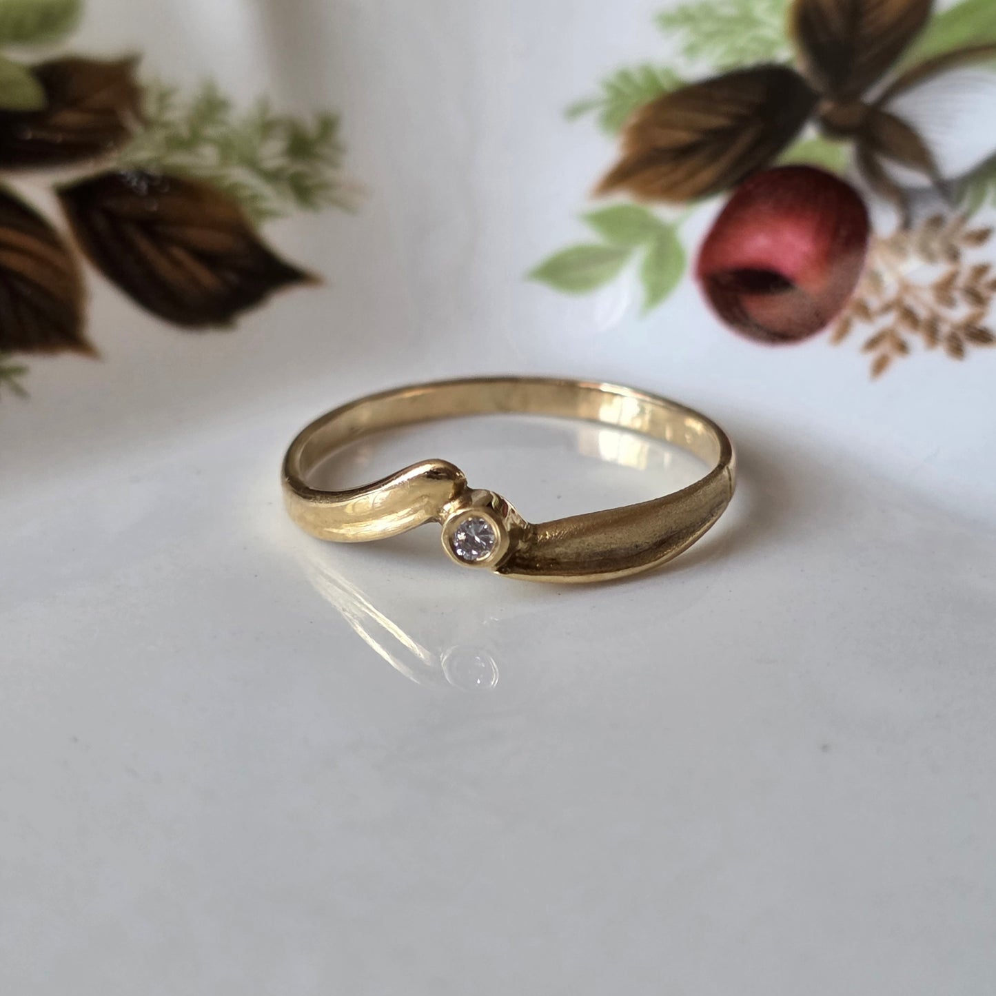 Vintage 14k gouden ring diamant 0.02ct