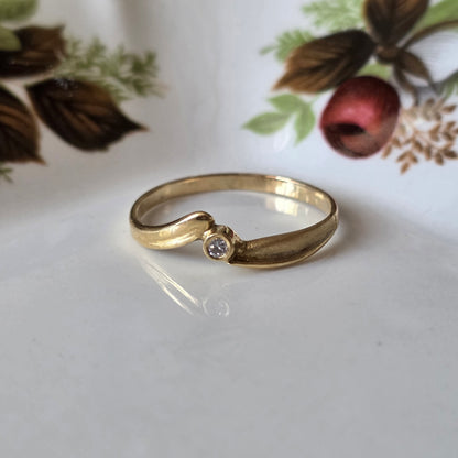 Vintage 14k gouden ring diamant 0.02ct