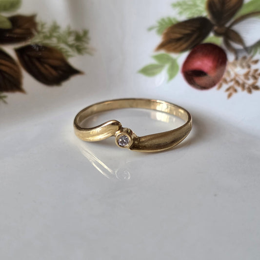 Vintage 14k gouden ring diamant 0.02ct