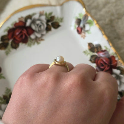 Vintage 14k gouden ring met parel