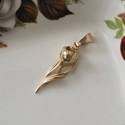 Vintage 14k gouden hanger tulp